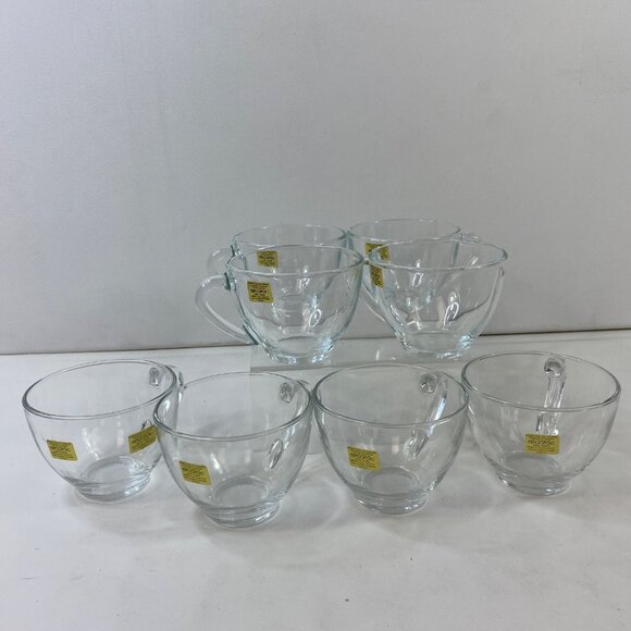 Arcoroc France Classique Clear Set 8 Clear Glass Cups Tea Coffee Punch - Picture 1 of 7
